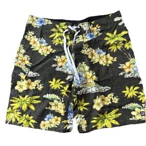 Distortion Mens Large Board Shorts Palm Beach Swimming Hawaiian Tropical Floral